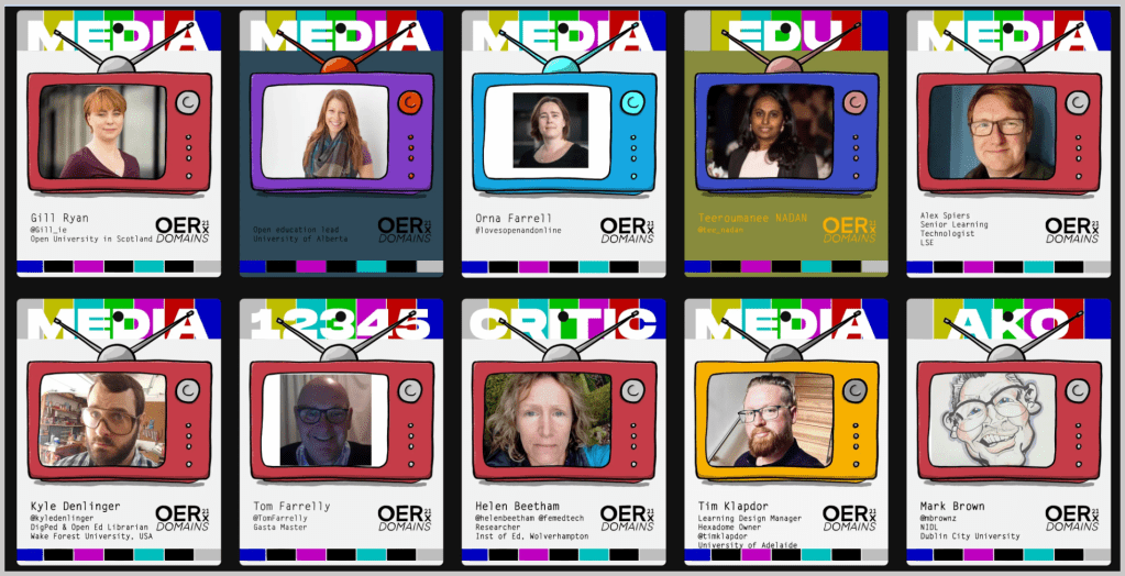 A snapshot of some of the OERxDomains21 Media passes