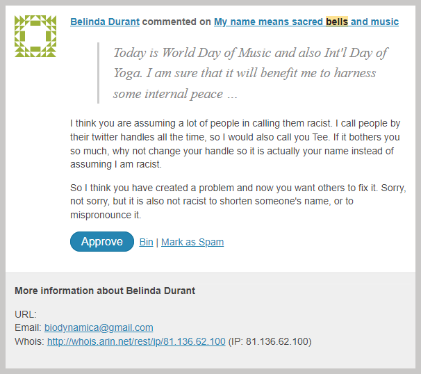 Bullying message from a certain Belinda Durant